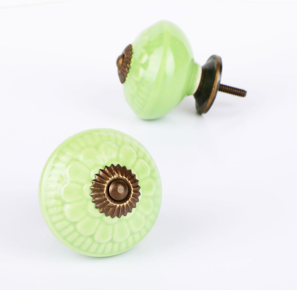 Round Green Naps Ceramic Knob - Set Of 6 freeshipping - Decokrafts Store