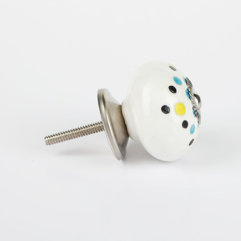 Round Plokam Dot Ceramic Knob - Set Of 6 freeshipping - Decokrafts Store