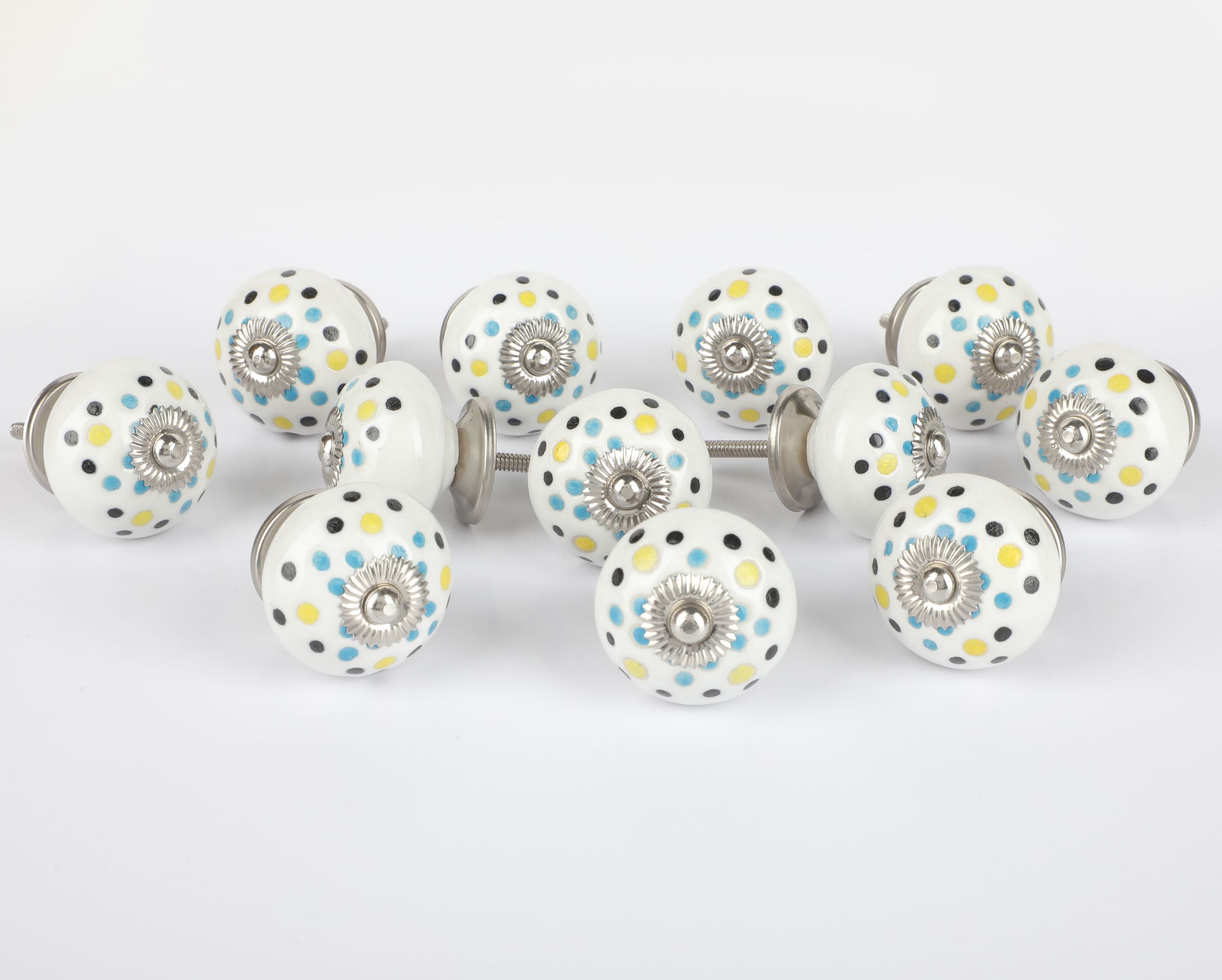 Round Plokam Dot Ceramic Knob - Set Of 6 freeshipping - Decokrafts Store