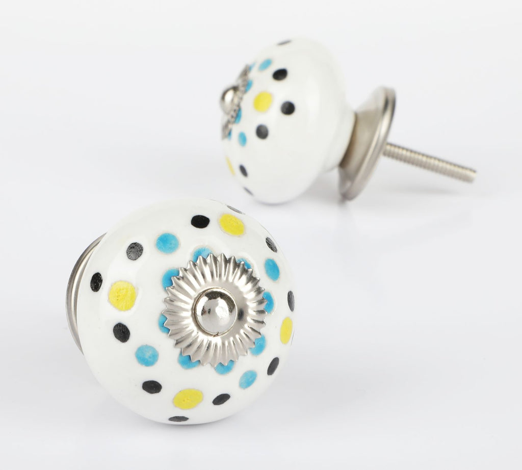 Round Plokam Dot Ceramic Knob - Set Of 6 freeshipping - Decokrafts Store