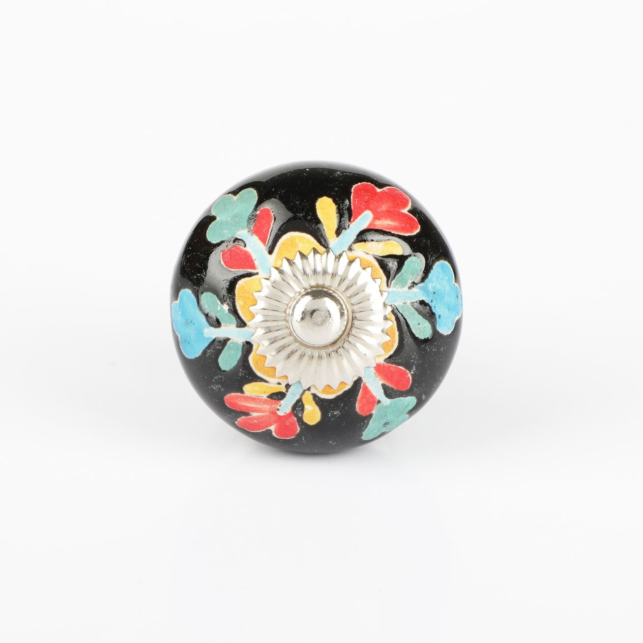 Dark Flower Round Ceramic Knob - Set Of 6 freeshipping - Decokrafts Store