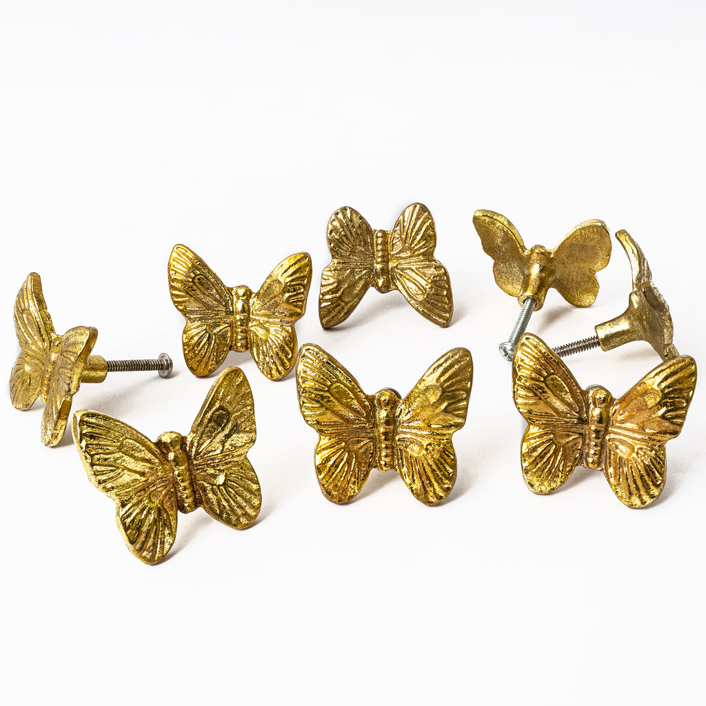 Golden Butterfly Metal Knob - Set Of 6 freeshipping - Decokrafts Store