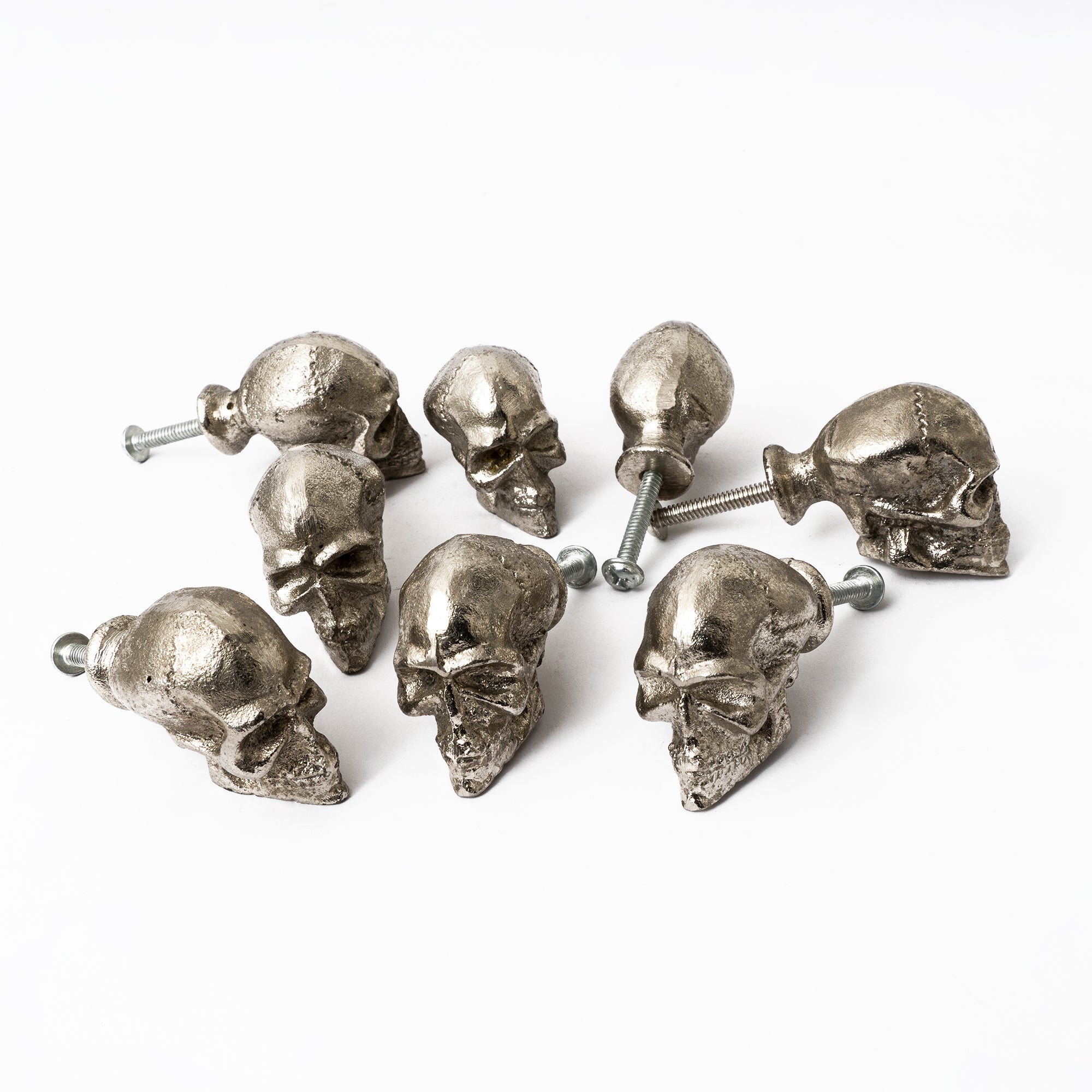 Silver Skully Skull Metal Knobs - Set Of 6 freeshipping - Decokrafts Store