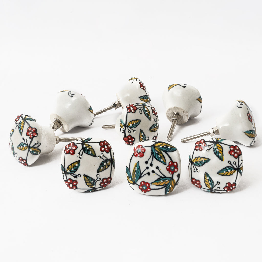 Leafdoom Square Ceramic Knobs - Set of 6 freeshipping - Decokrafts Store