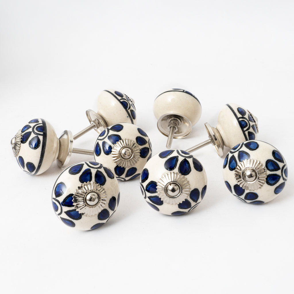 Goniflower Round Ceramic Knobs - Set Of 6