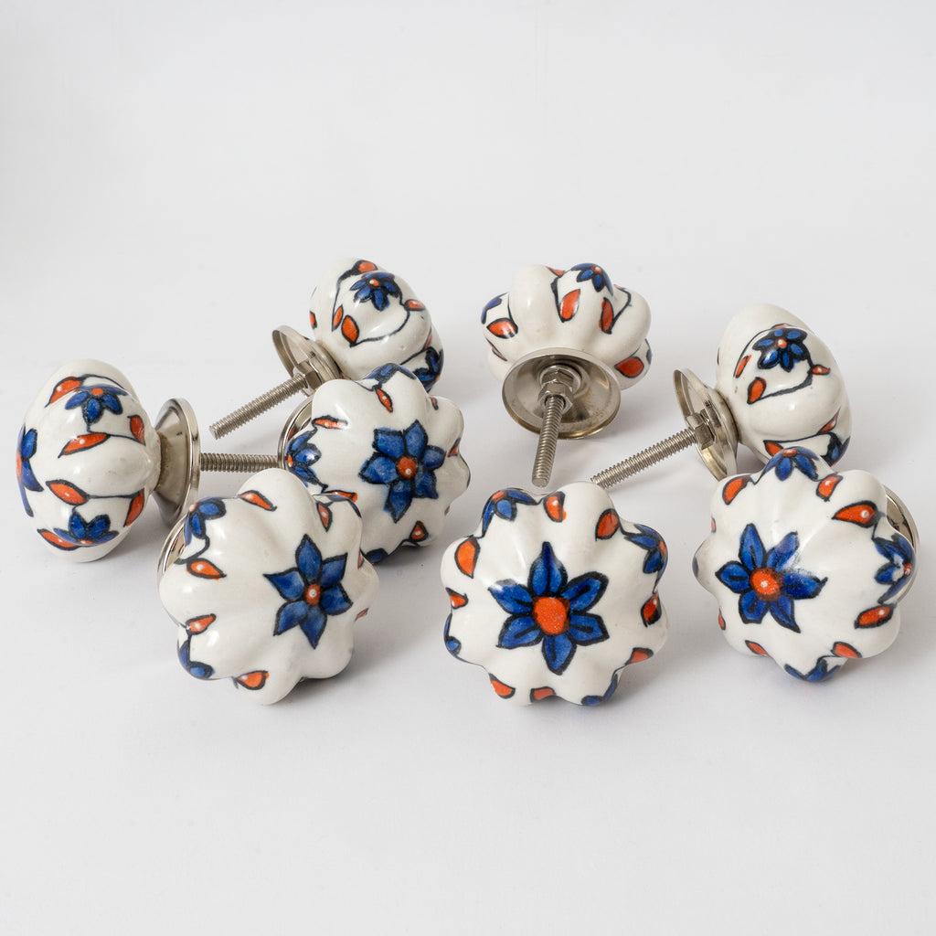 Pumpyflower Pumpkin Ceramic Knobs - Set Of 6