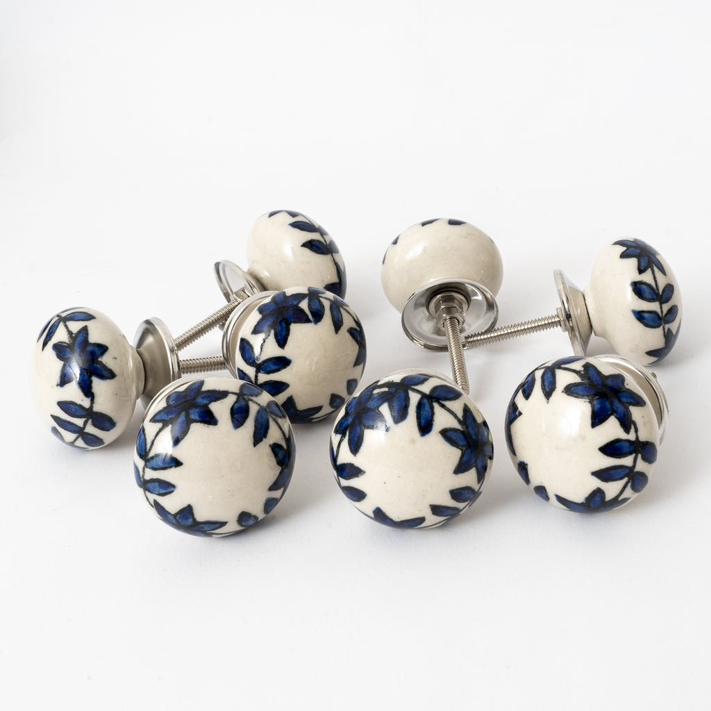 Dandaleaf Round Ceramic Knobs - Set Of 6