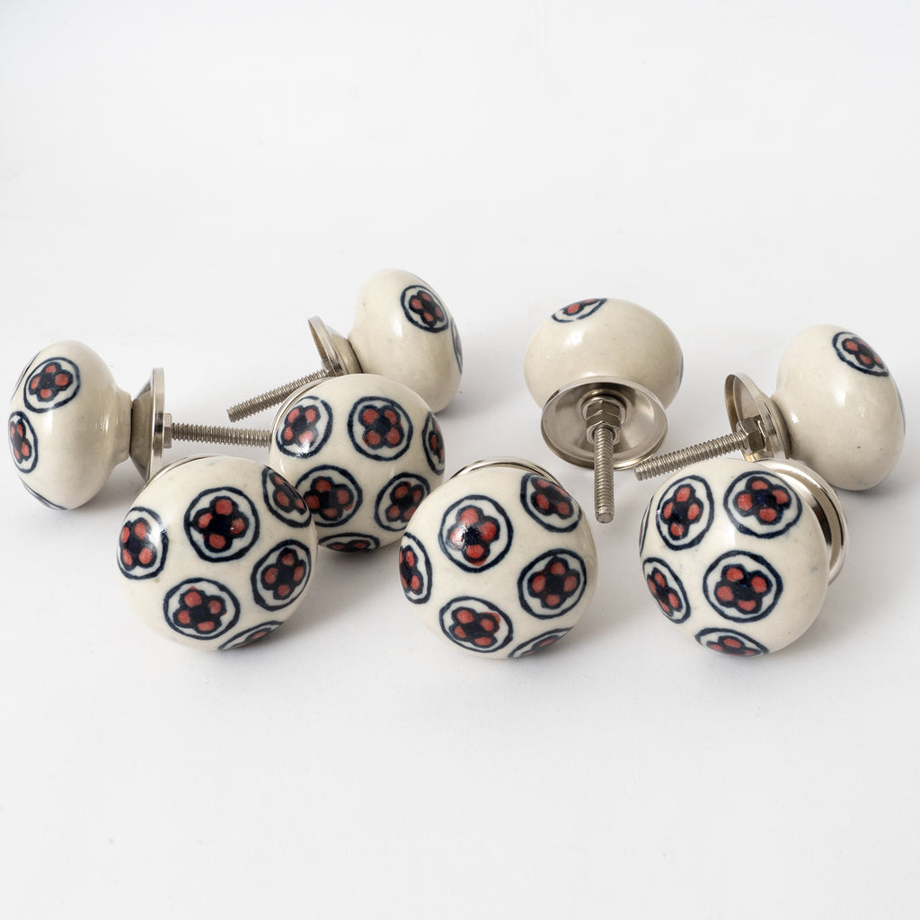 Taleflower Round Ceramic Knobs - Set Of 6