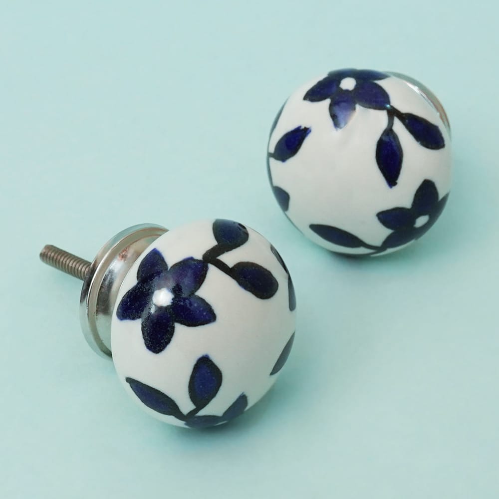 Leaf on Moon Ceramic Knob - Set Of 6 freeshipping - Decokrafts Store