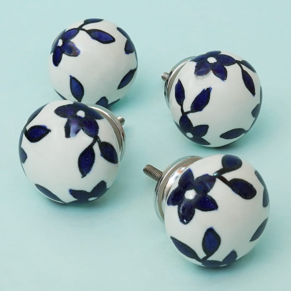 Leaf on Moon Ceramic Knob - Set Of 6 freeshipping - Decokrafts Store