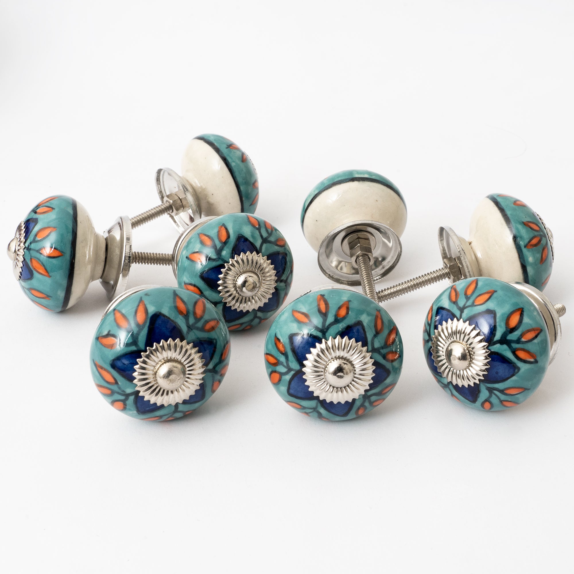 Simpooli Round Ceramic Knobs - Set Of 6