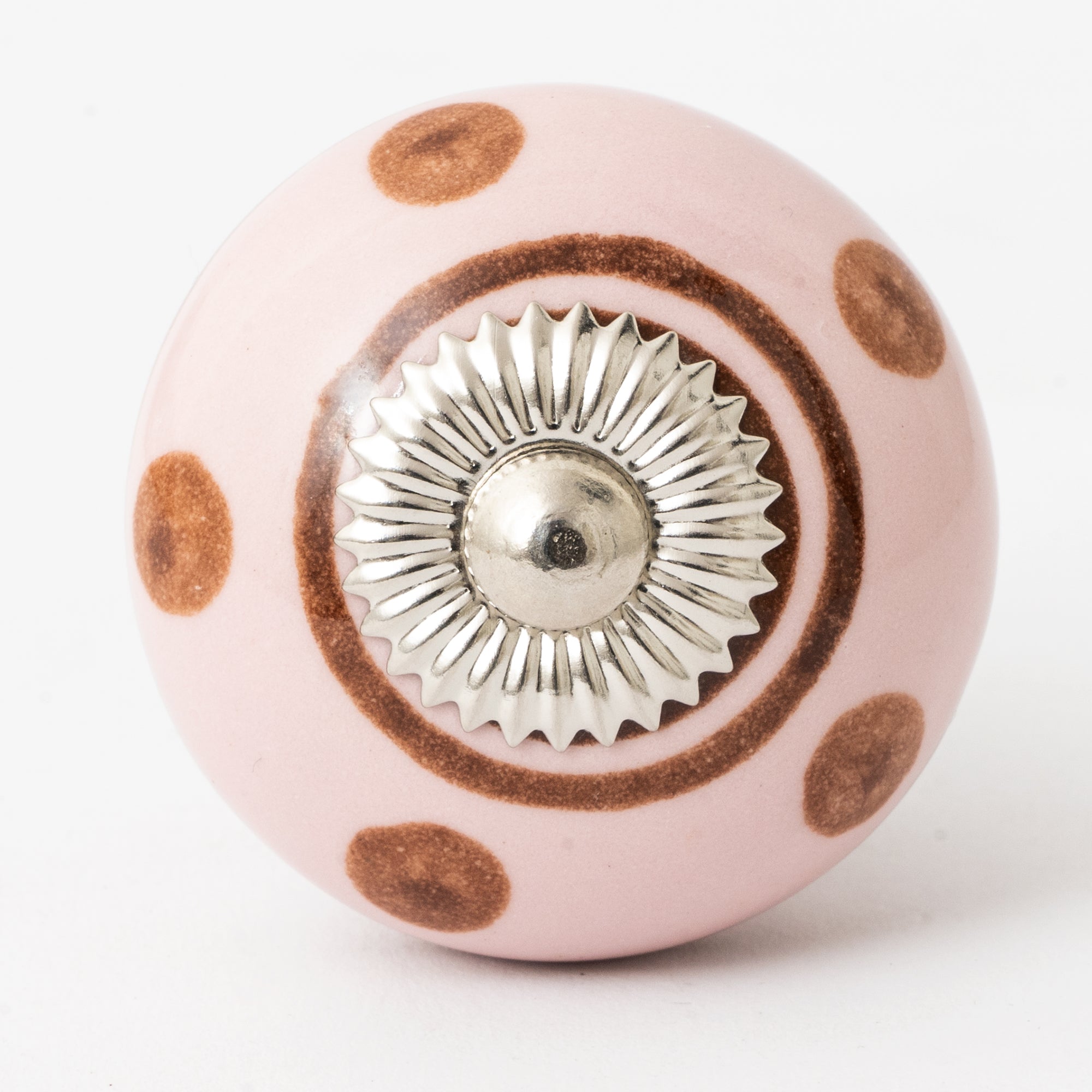 Light Pinkots Round Ceramic Knobs - Set Of 6