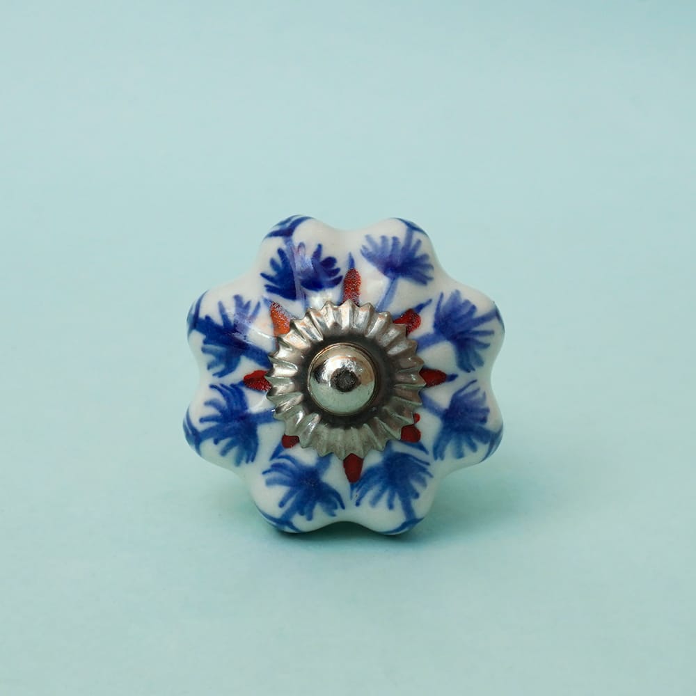 Blue Handpainted Ceramic Knob - Set Of 6 freeshipping - Decokrafts Store