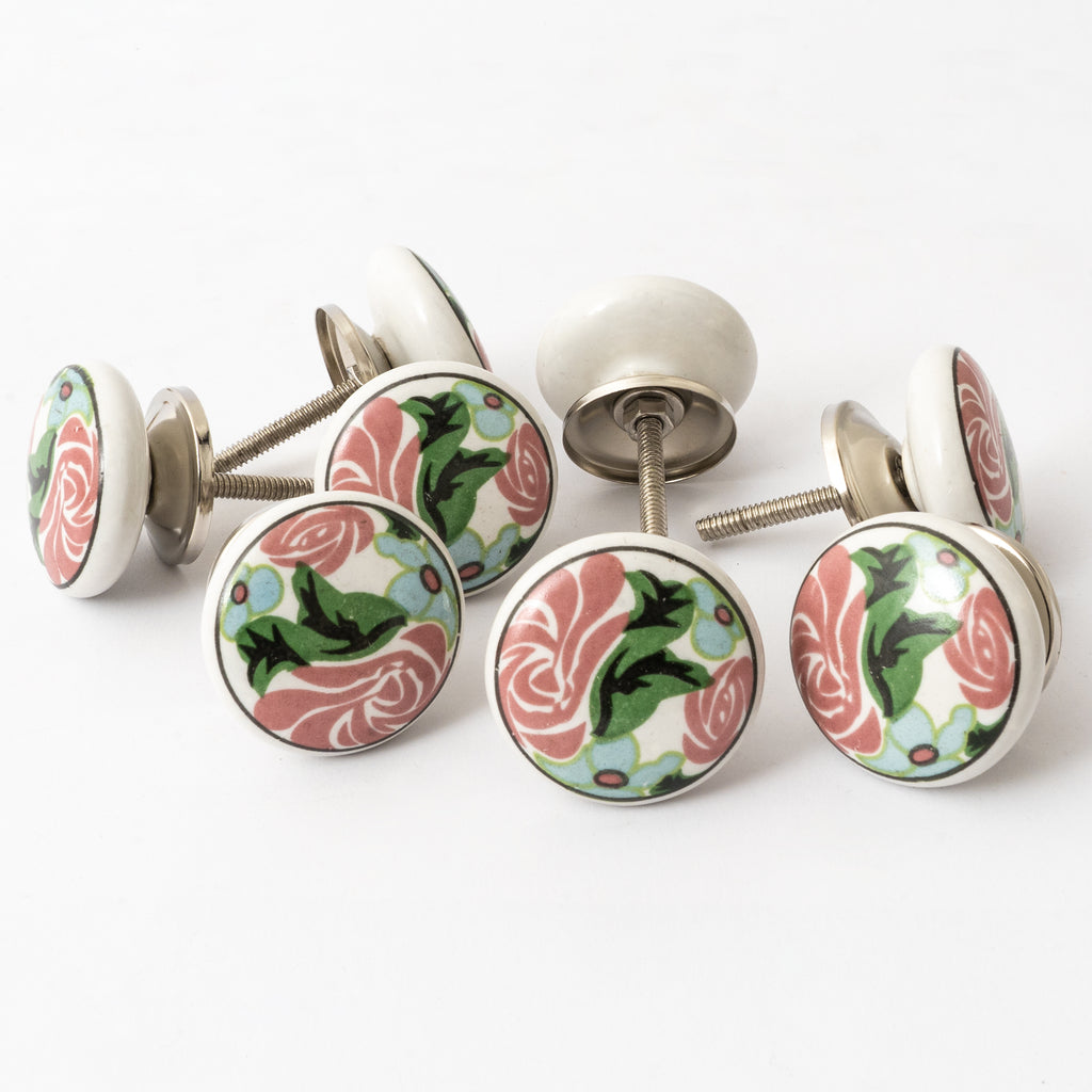 Rosynome Round Ceramic Knobs - Set Of 6