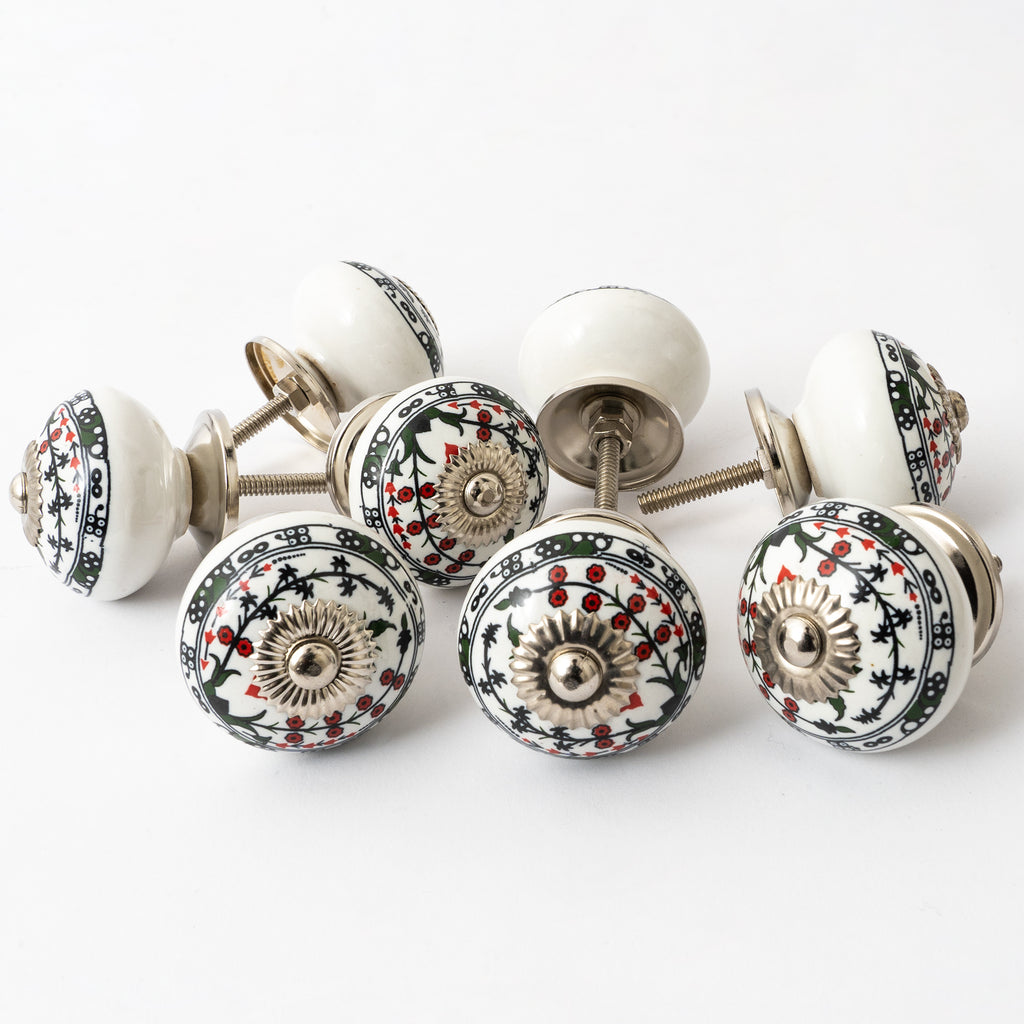 Penneprint Round Ceramic Knobs - Set Of 6