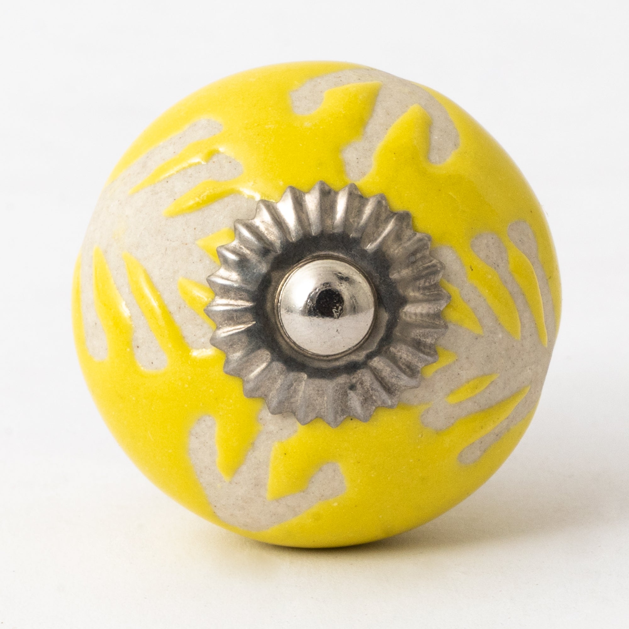 Yellow Martha Round Ceramic Knobs - Set Of 6