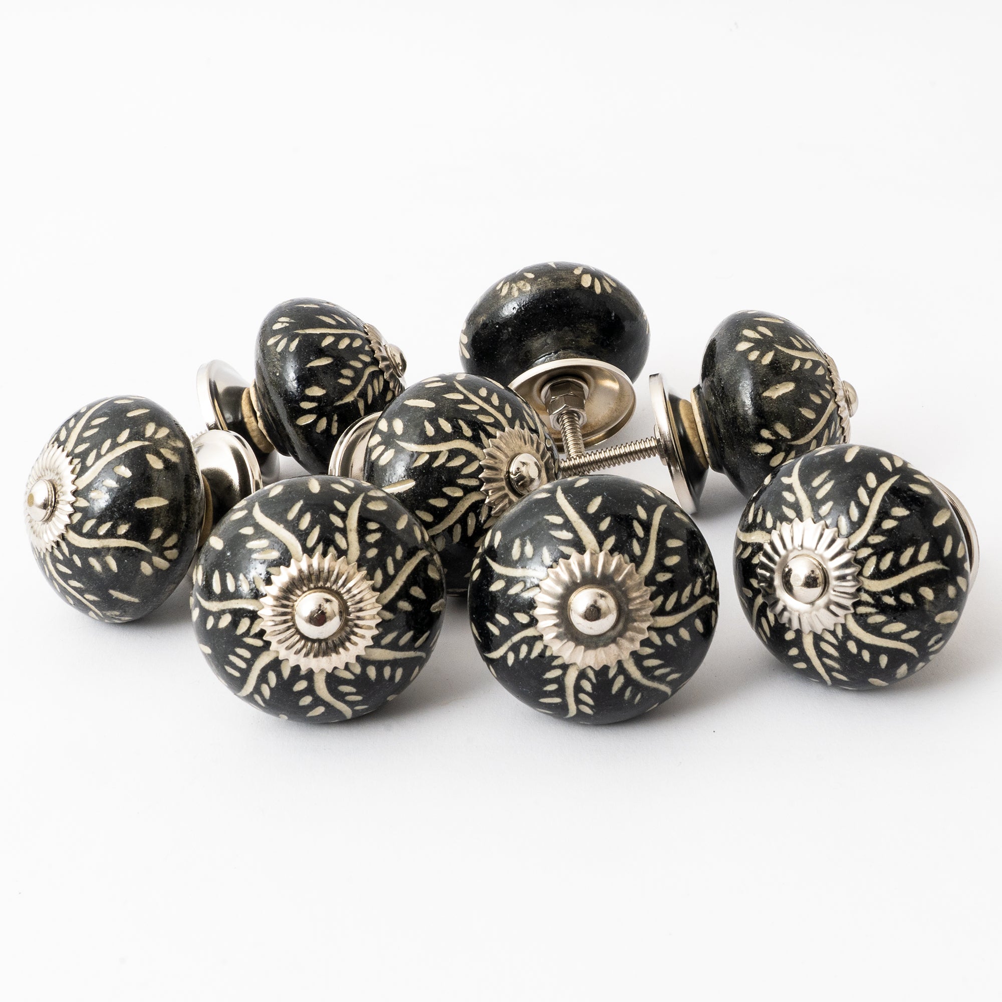 Blacksprink Round Ceramic Knobs - Set Of 6