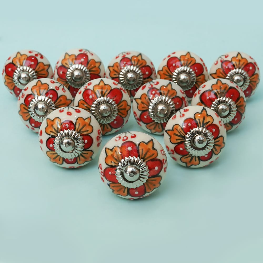 Colorful Big Flower Ceramic Knob - Set Of 6 freeshipping - Decokrafts Store