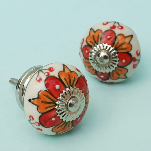 Colorful Big Flower Ceramic Knob - Set Of 6 freeshipping - Decokrafts Store