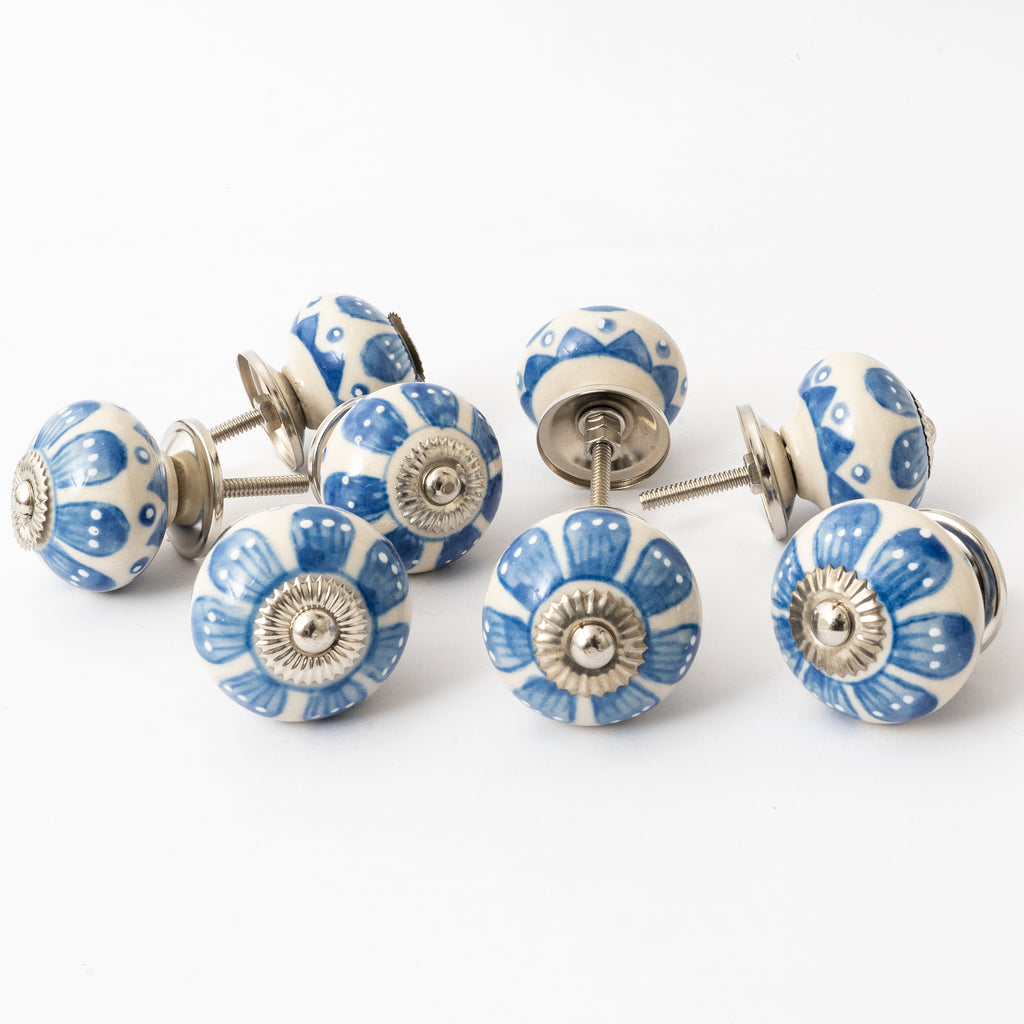 Petles Print Round Ceramic Knobs - Set Of 6