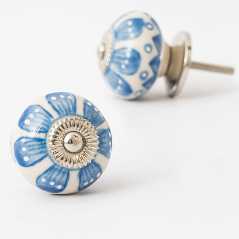 Petles Print Round Ceramic Knobs - Set Of 6