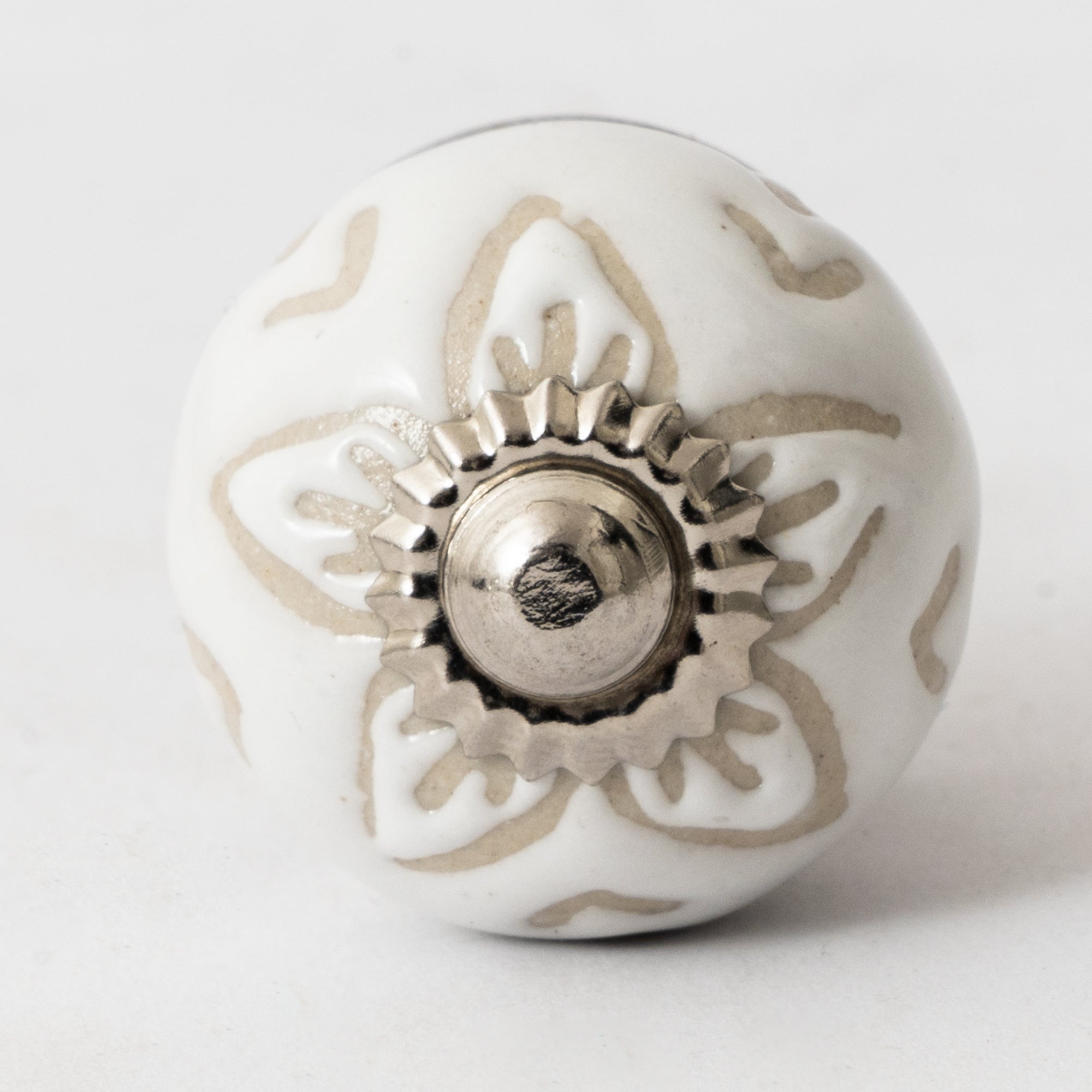 Star Flower Round Miniso Ceramic Knobs - Set Of 6