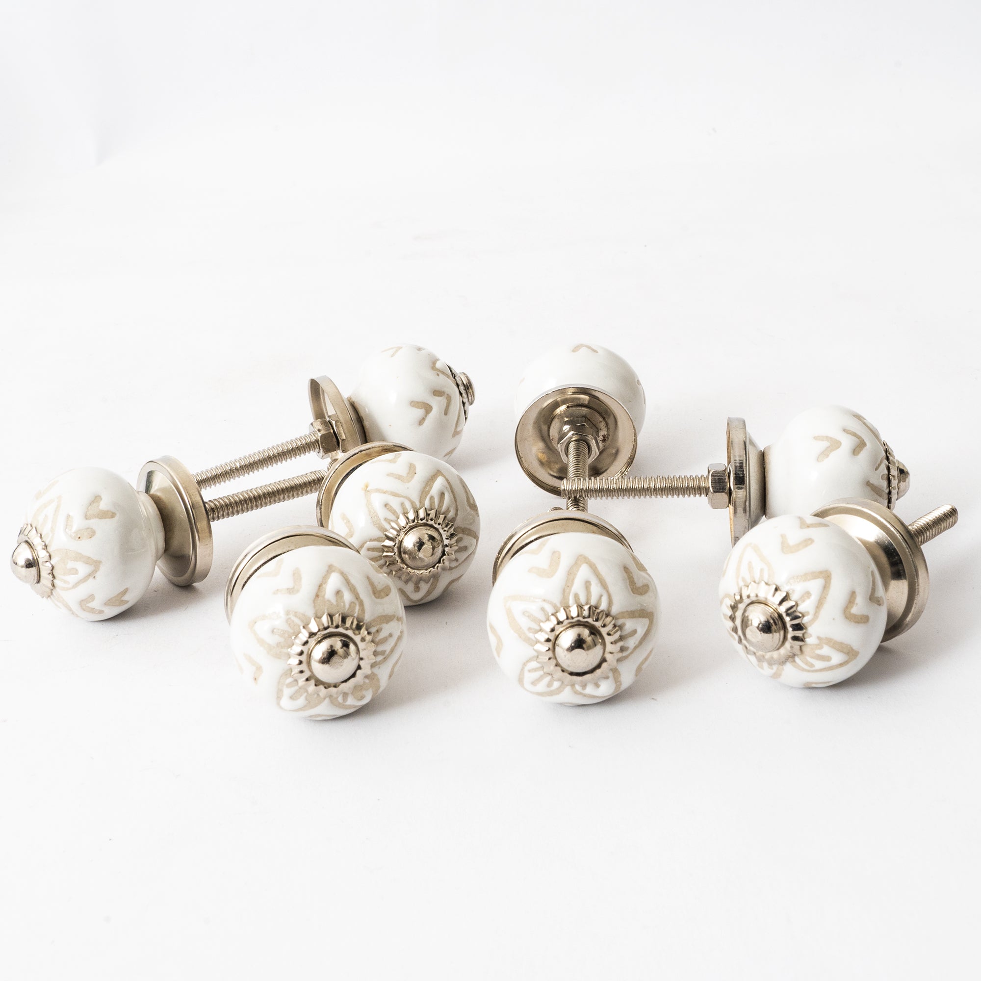 Star Flower Round Miniso Ceramic Knobs - Set Of 6