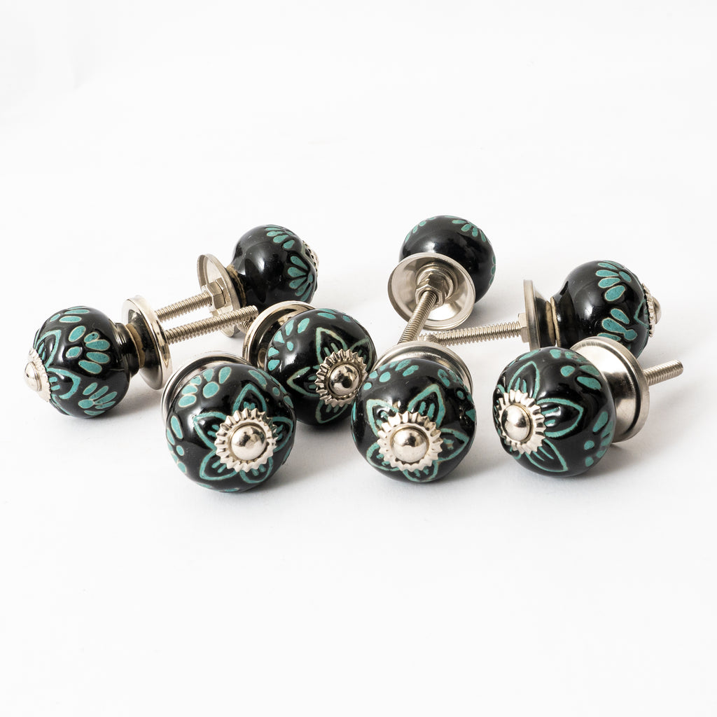 Blacoflower Round Miniso Ceramic Knobs - Set Of 6