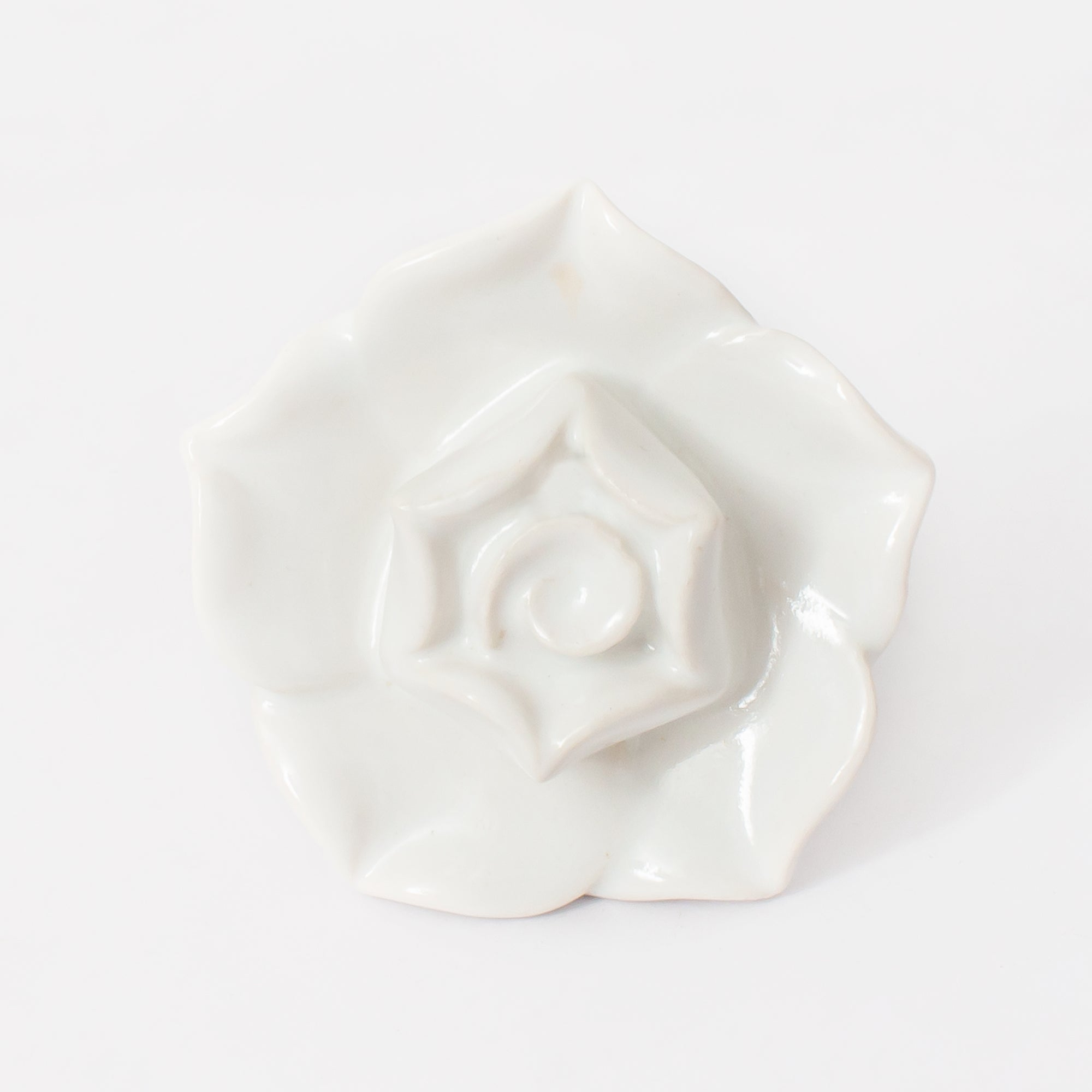 White Rose Floral Ceramic Knobs - Set Of 6