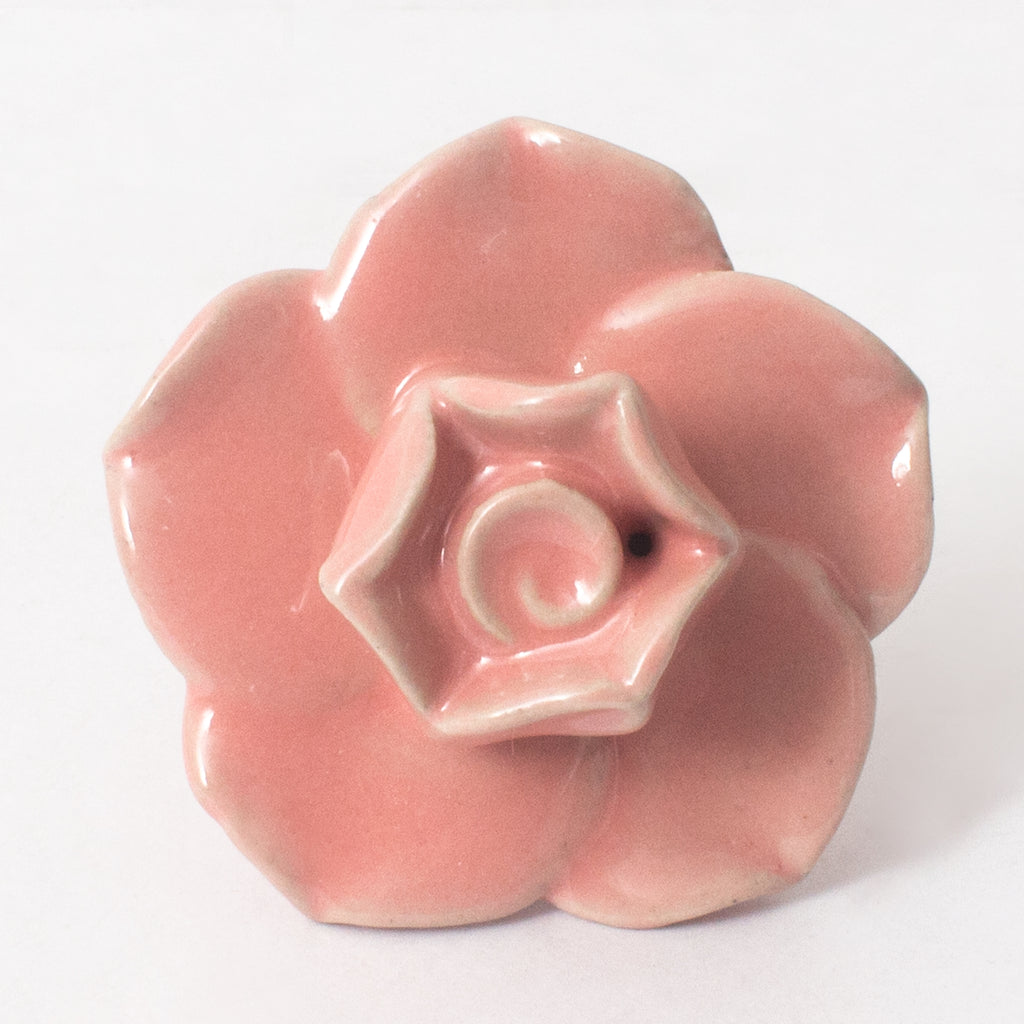 Pink Rose Ceramic Knobs - Set Of 6