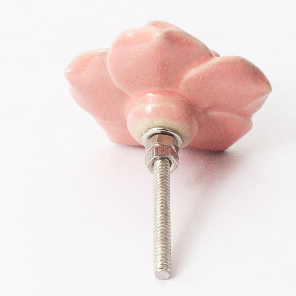 Pink Rose Ceramic Knobs - Set Of 6