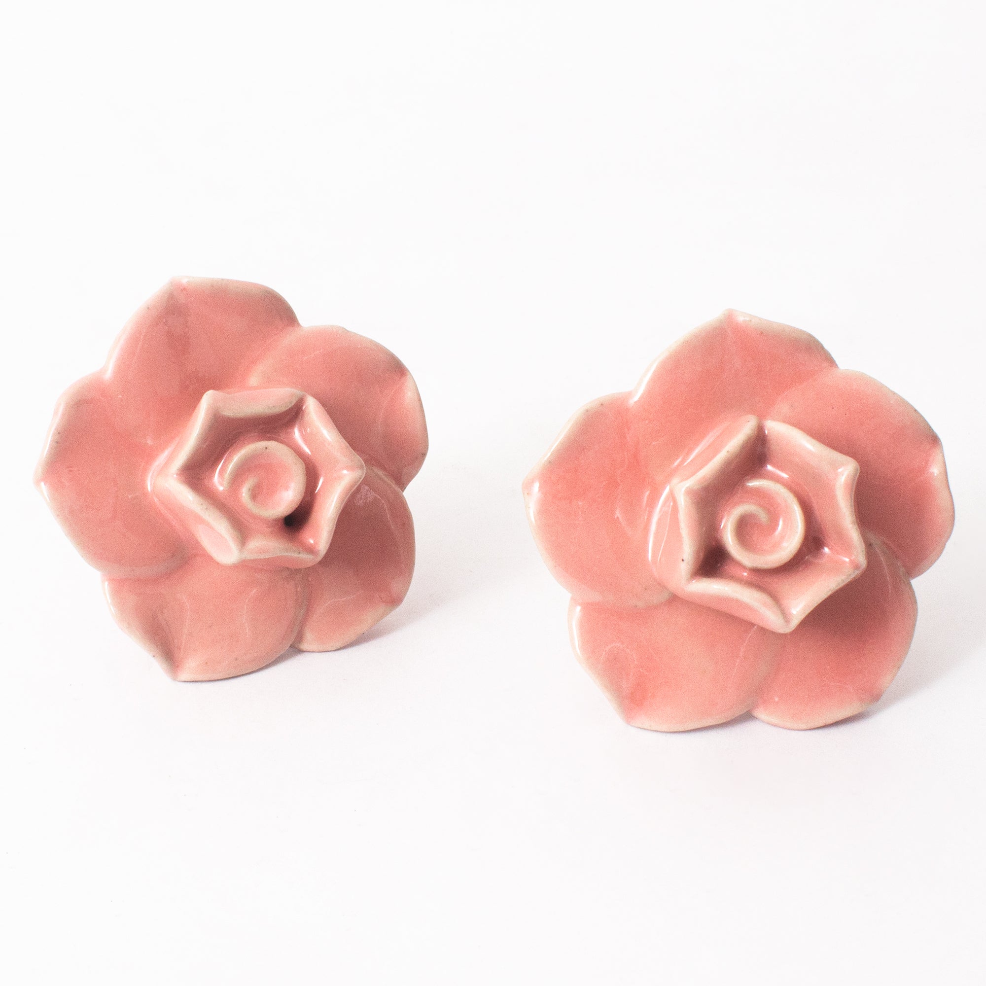 Pink Rose Ceramic Knobs - Set Of 6