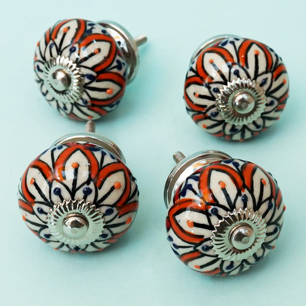 Multicolor Handpainted Ceramic Knob - Set Of 6 freeshipping - Decokrafts Store