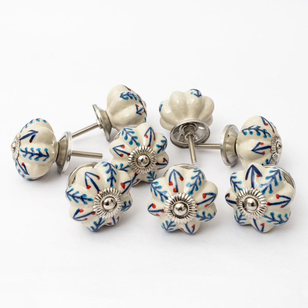 Hisary Leaf Pumpkin Ceramic Knobs - Set Of 6