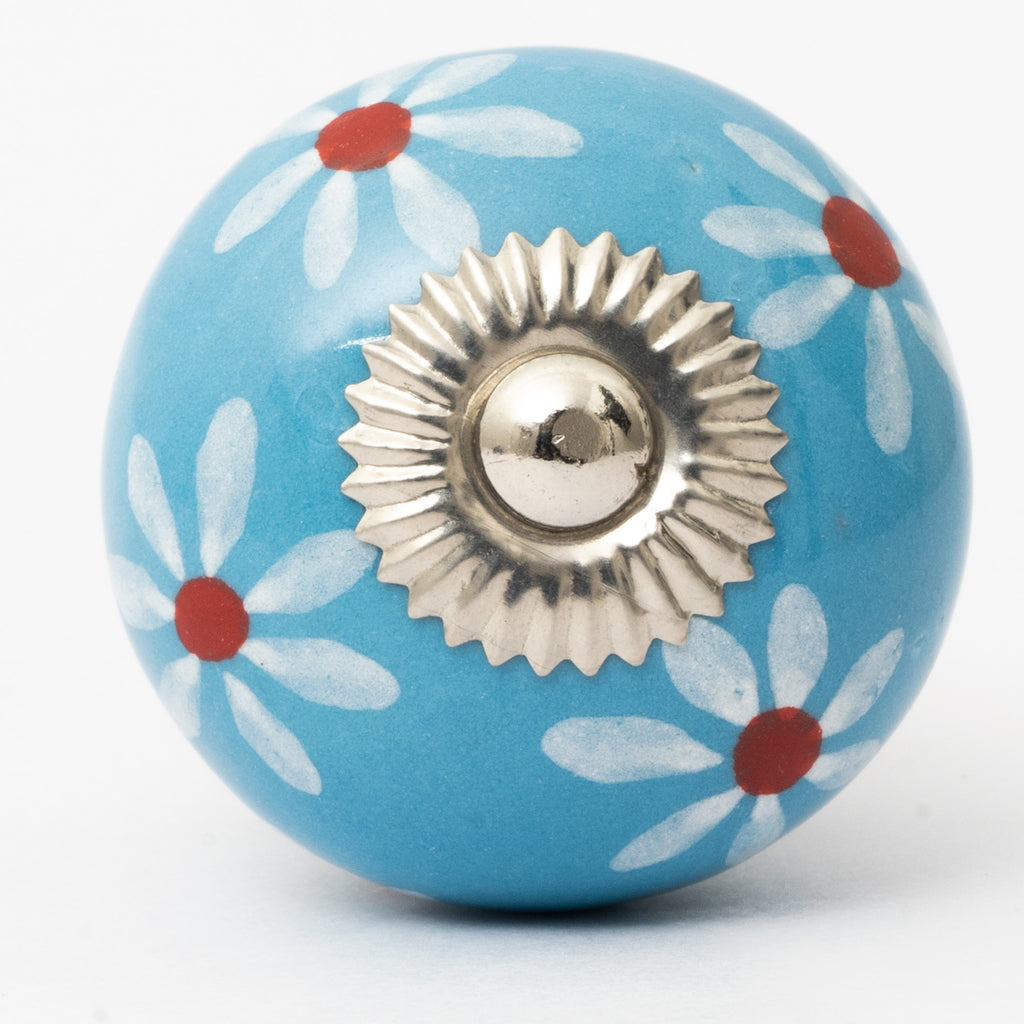 Sky Leaf Round Ceramic Knobs - Set Of 6