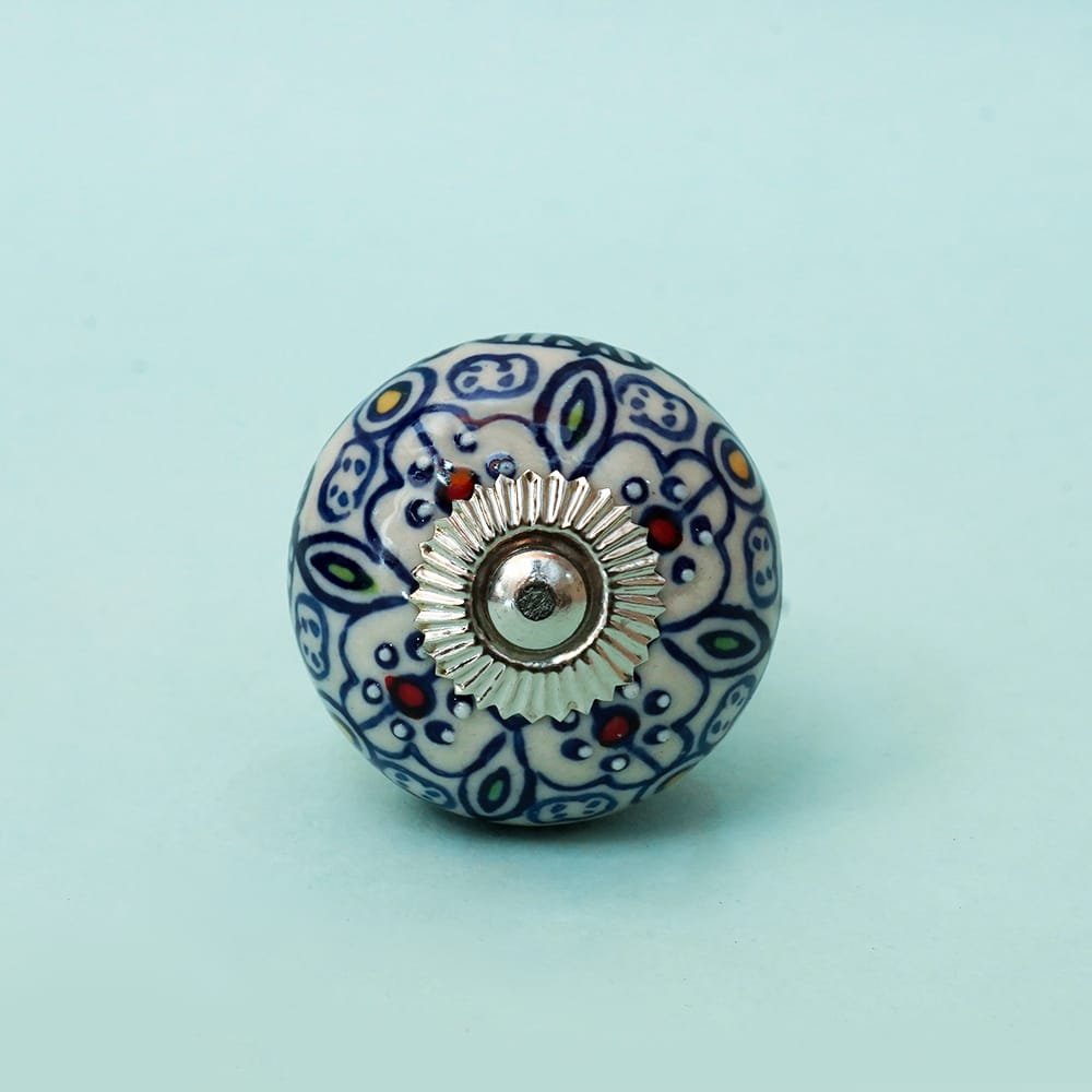 Blue Handpainted Round Ceramic Knob - Set Of 6 freeshipping - Decokrafts Store