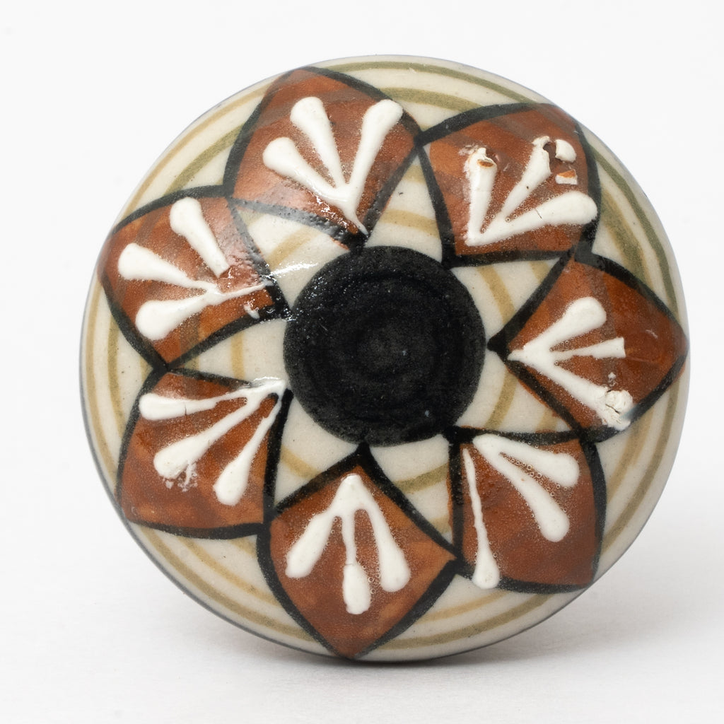 Super Cera Flower Round Ceramic Knobs - Set Of 6