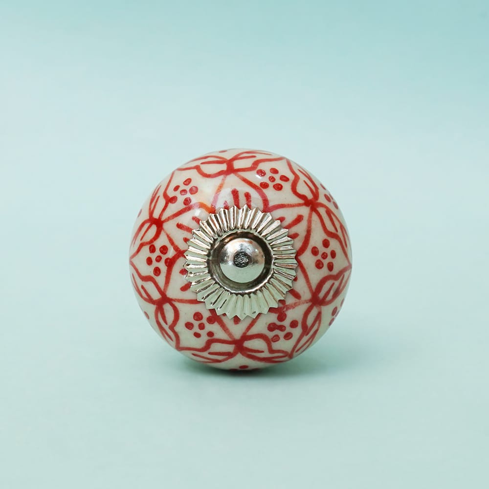 Red Handpainted Ceramic Knob - Set Of 6 freeshipping - Decokrafts Store