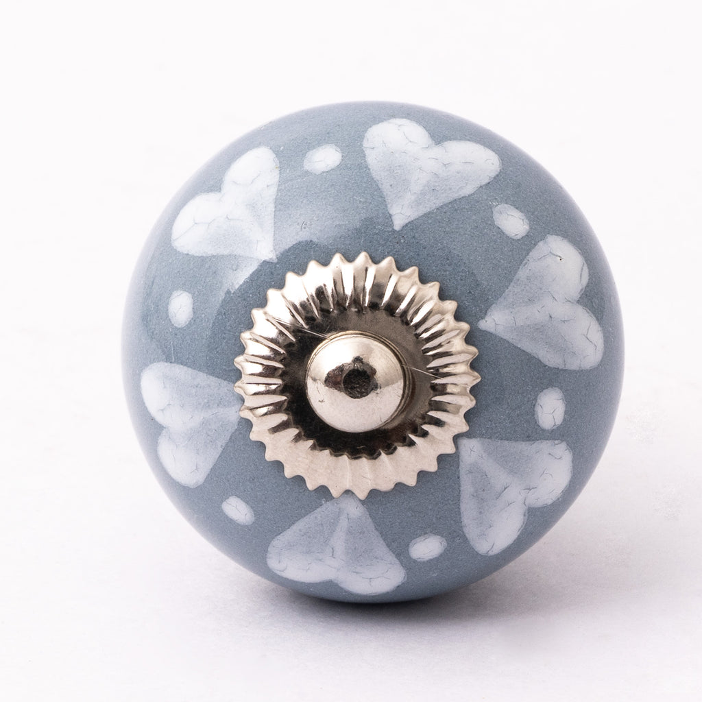 Heart Round Ceramic Knobs - Set Of 6