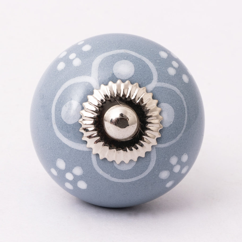 Grey Vintage  Round Ceramic Knobs - Set Of 6