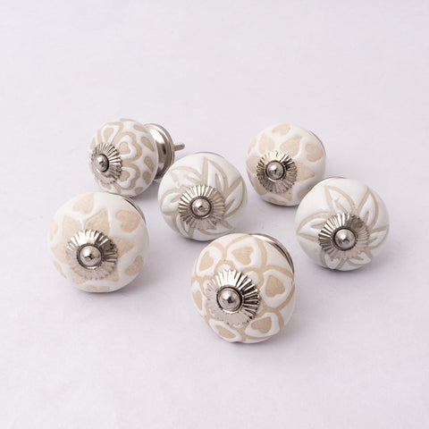 Serene Souk Assorted  Round Ceramic Knobs - Set Of 6