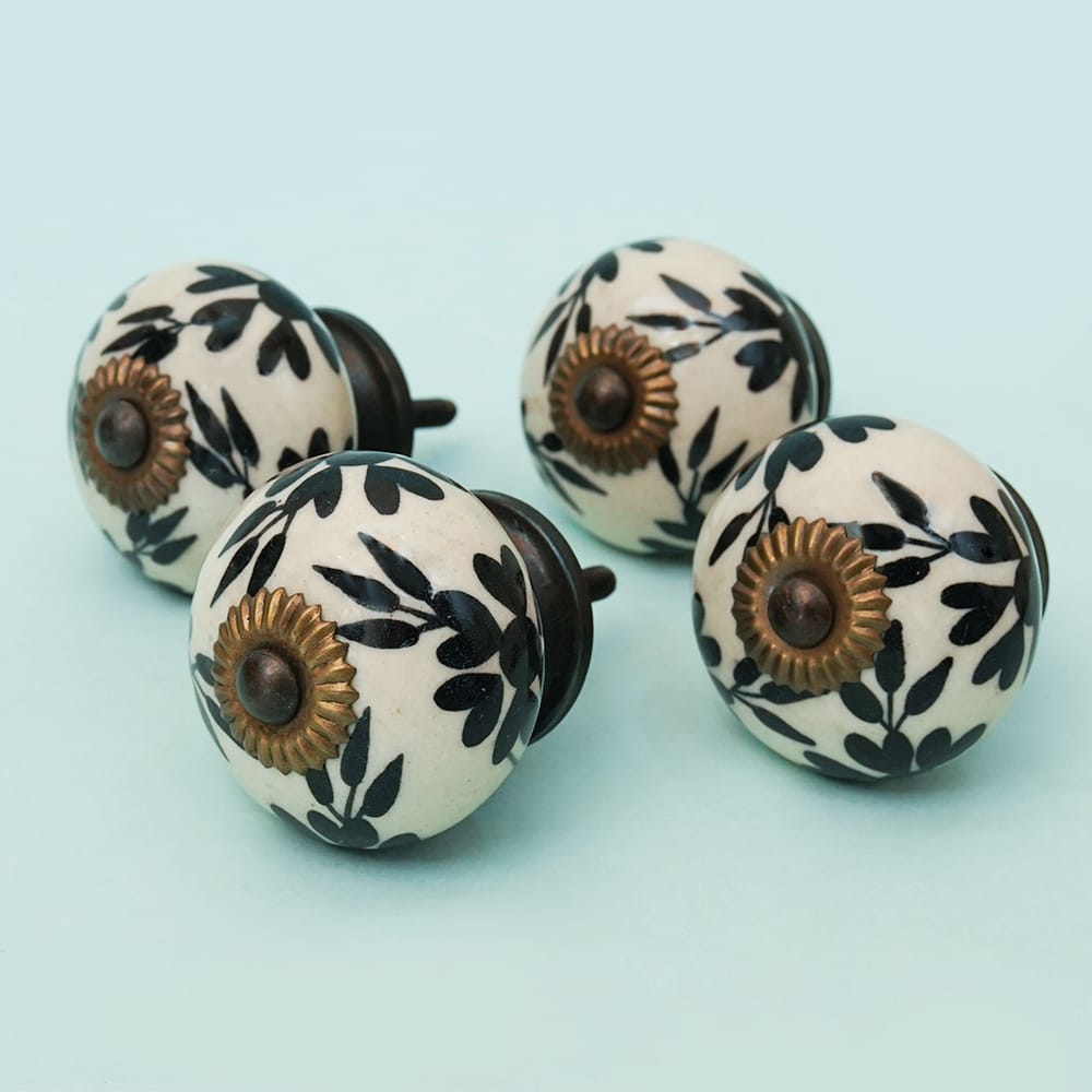 Jyo Leaves Ceramic Knob - Set Of 6 freeshipping - Decokrafts Store