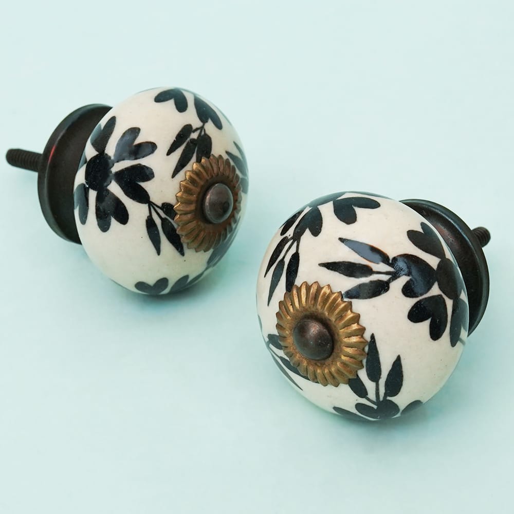 Jyo Leaves Ceramic Knob - Set Of 6 freeshipping - Decokrafts Store