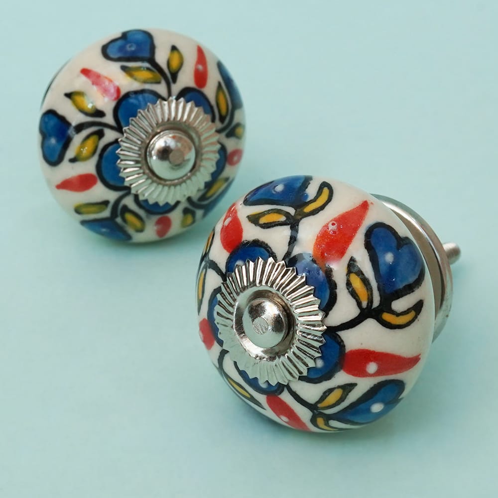 Jungle Flower Handpainted Ceramic Knob - Set Of 6 freeshipping - Decokrafts Store