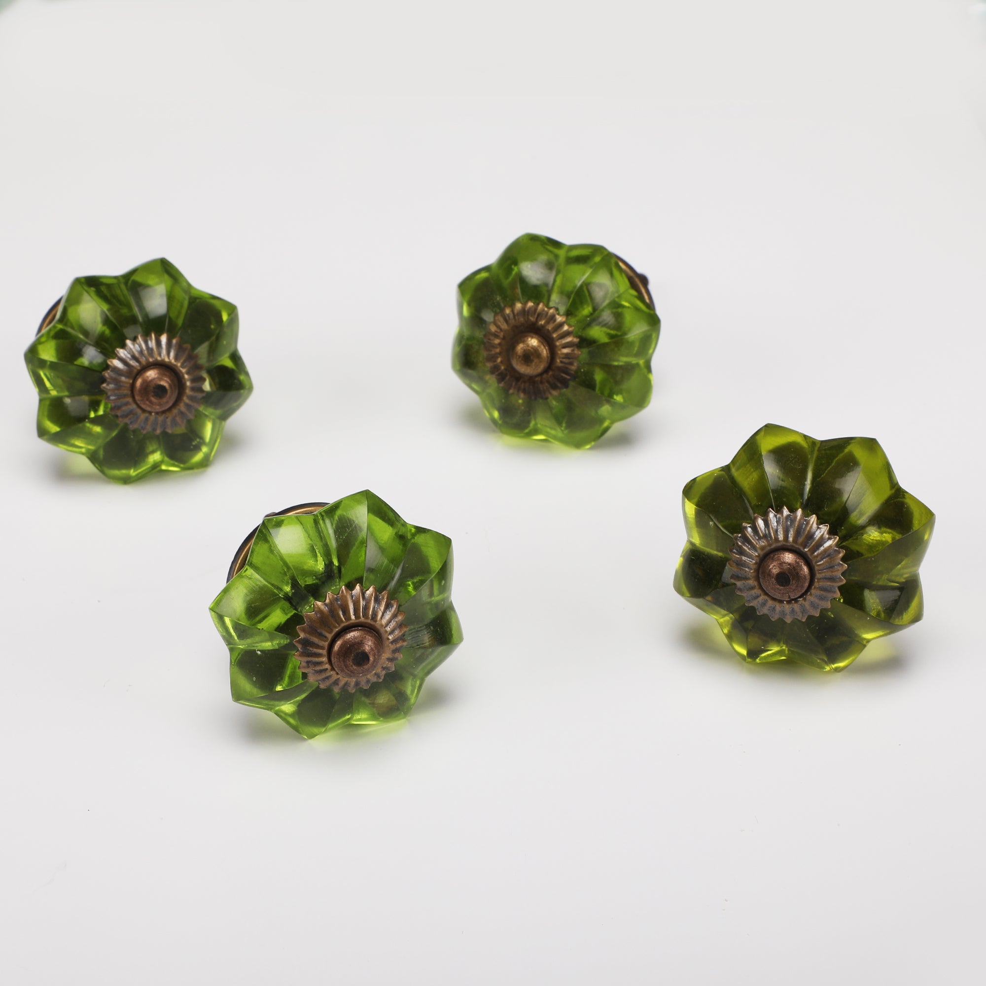 Green Water Flower Glass Knob - Set Of 6 freeshipping - Decokrafts Store