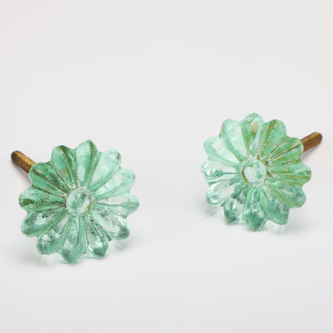 Green Flower Glass Knob - Set Of 6 freeshipping - Decokrafts Store