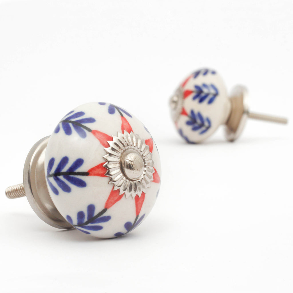 Handpainted Leaves Ceramic Knob - Set Of 6 freeshipping - Decokrafts Store