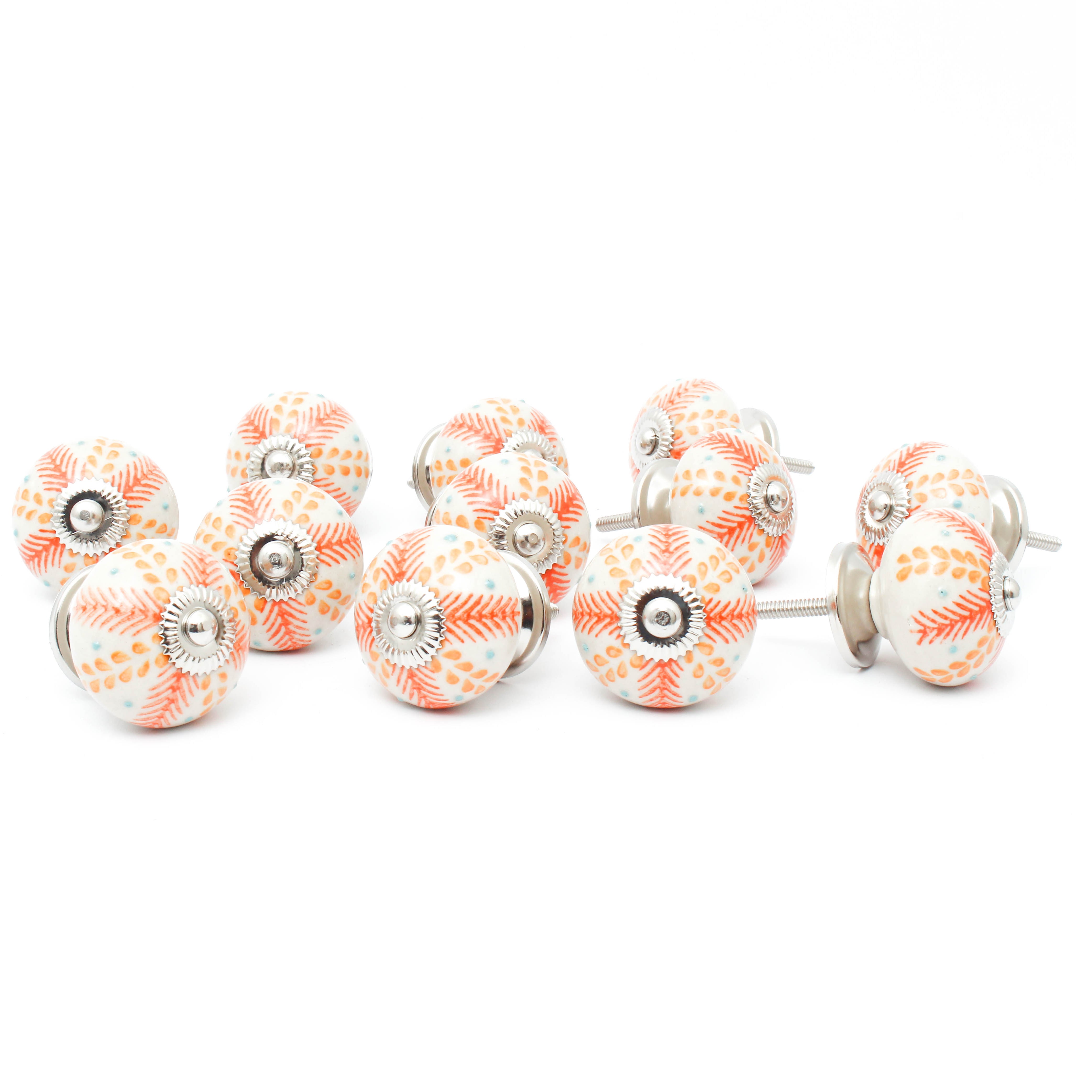 Orange Field Ceramic Knob - Set Of 6 freeshipping - Decokrafts Store