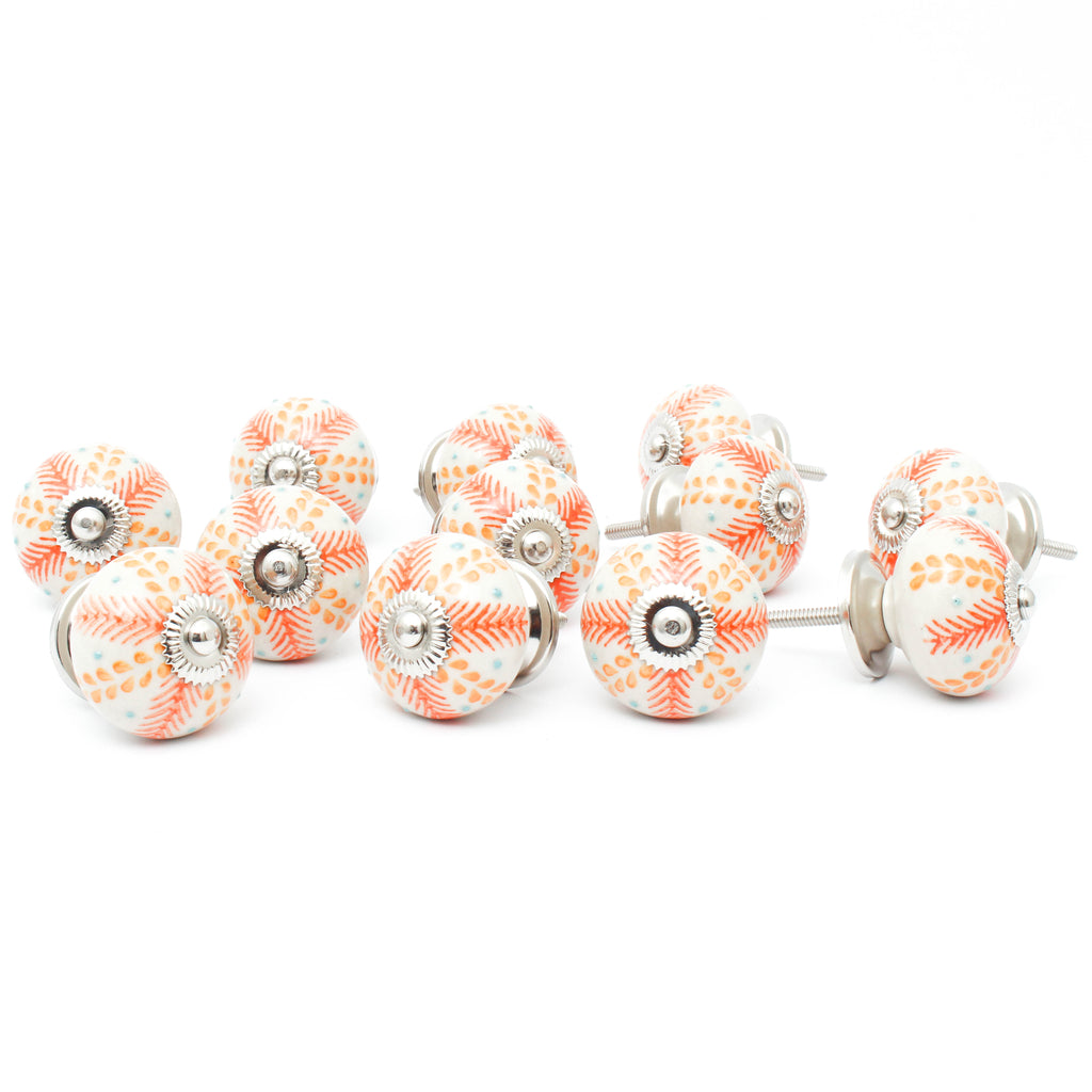 Orange Field Ceramic Knob - Set Of 6 freeshipping - Decokrafts Store