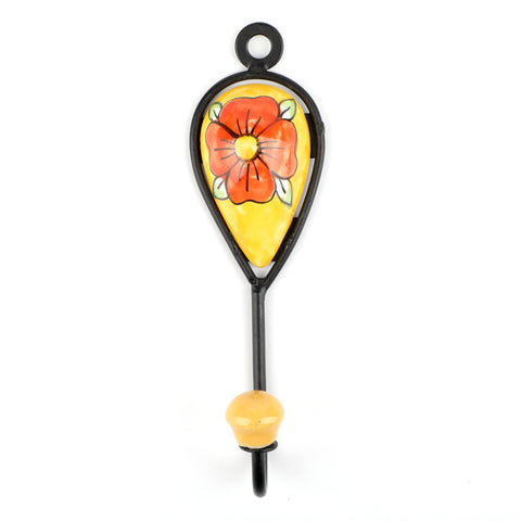 Decokrafts Flower Drop Ceramic Wall Hook